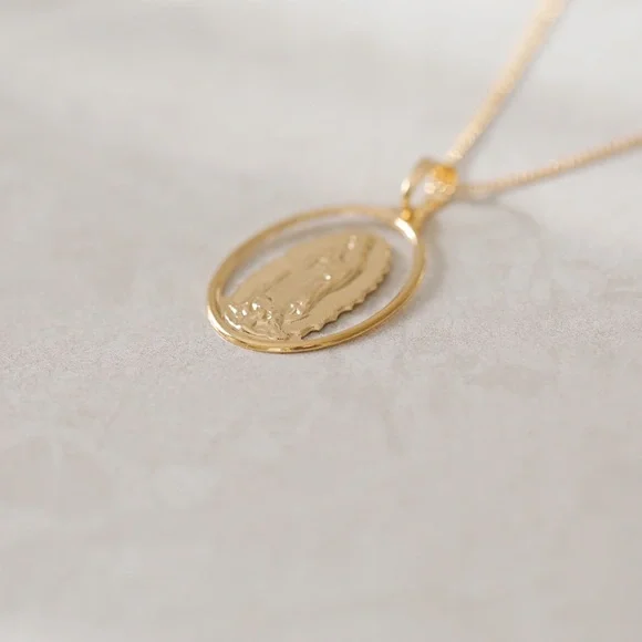 Large Virgin Mary Necklace | 18k Gold Filled - Picture 2 of 5